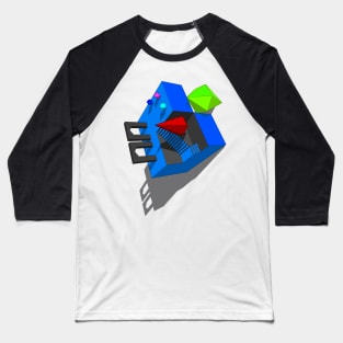 Geometrical Choice Blue Cube Baseball T-Shirt